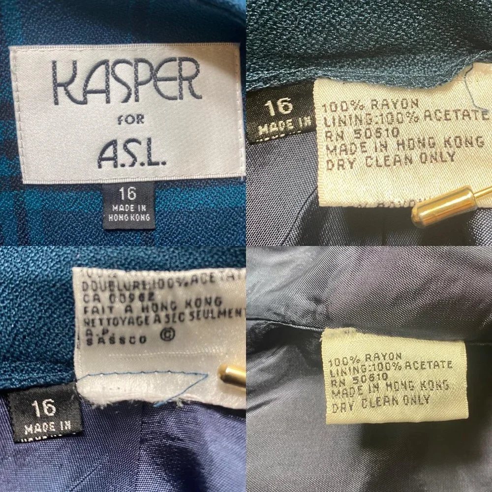 Kasper for ASL Vintage Skirt Suit Tartan Plaid 16 - Picture 12 of 12